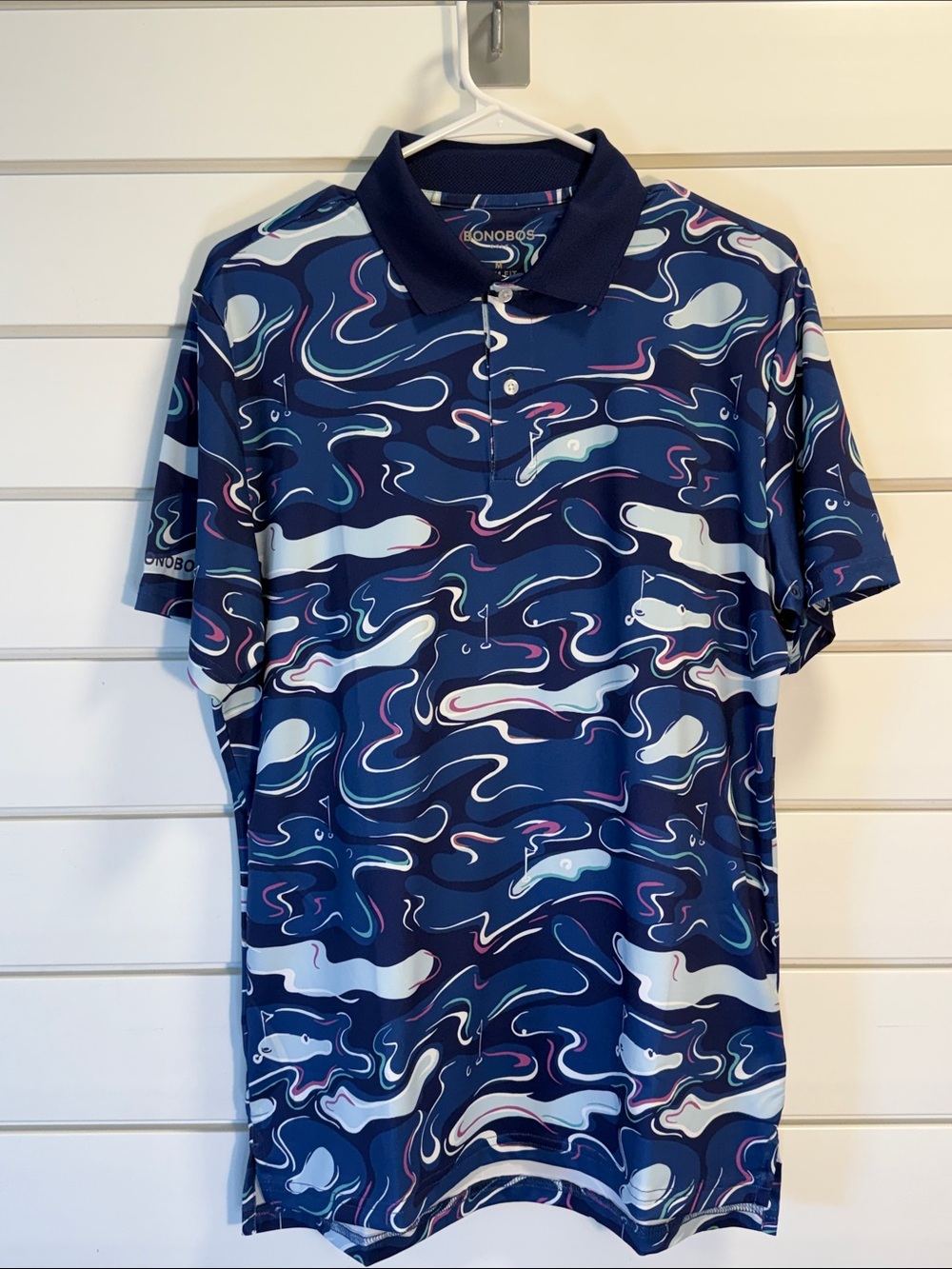 Bonobos Navy Golf Wave-Print Polo